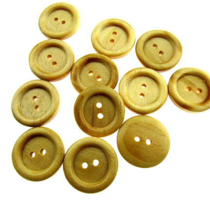 TWO HOLE RING EDGE WOODEN BUTTONS - SIZE 18mm & 23mm (CW2) - ThreadandTrimmings