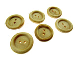 6 x TWO HOLE RING EDGE WOODEN BUTTONS - 2 SIZES AVAILABLE (CW2) - ThreadandTrimmings
