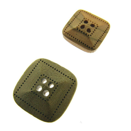 Square Wooden Buttons Made From Olive Wood Four Hole Beige 3 Sizes CW9
