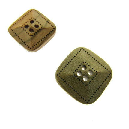 Square Wooden Buttons Made From Olive Wood Four Hole Beige 3 Sizes CW9