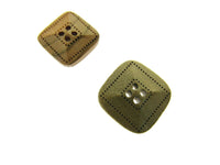 Square Four Hole Beige Wooden Button - Made From Olive Wood - 5 Pack Sizes - CW9