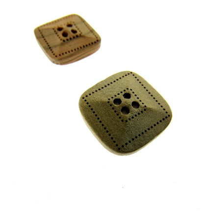 Square Wooden Buttons Made From Olive Wood Four Hole Beige 3 Sizes CW9