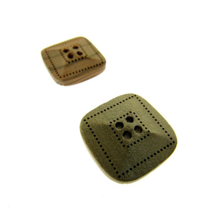 Square Wooden Buttons Made From Olive Wood Four Hole Beige 3 Sizes CW9