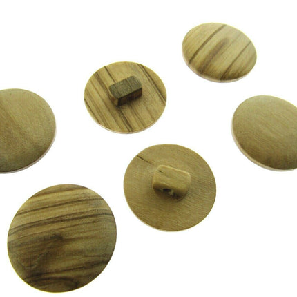 6 x WOODEN SHANK  OLIVE  WOODEN BUTTONS - 4 SIZES AVAILABLE (CW4) - ThreadandTrimmings