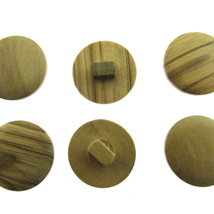 6 x WOODEN SHANK  OLIVE  WOODEN BUTTONS - 4 SIZES AVAILABLE (CW4) - ThreadandTrimmings
