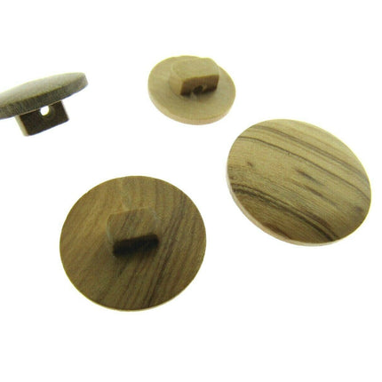 6 x WOODEN SHANK  OLIVE  WOODEN BUTTONS - 4 SIZES AVAILABLE (CW4) - ThreadandTrimmings