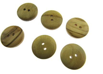 6 x 2-HOLE DOMED OLIVE WOOD BUTTONS - 4 SIZES AVAILABLE (CW6) - ThreadandTrimmings