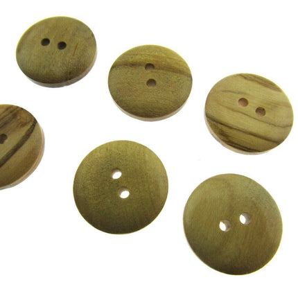 6 x 2-HOLE DOMED OLIVE WOOD BUTTONS - 4 SIZES AVAILABLE (CW6) - ThreadandTrimmings