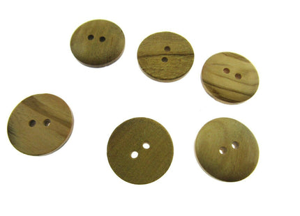 6 x 2-HOLE DOMED OLIVE WOOD BUTTONS - 4 SIZES AVAILABLE (CW6) - ThreadandTrimmings