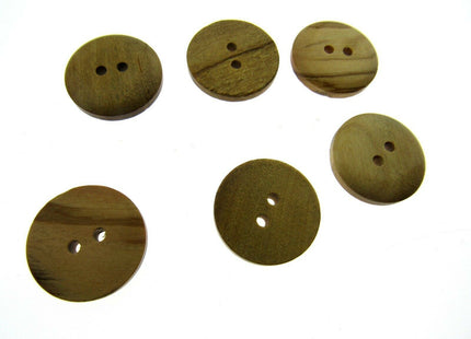 6 x 2-HOLE DOMED OLIVE WOOD BUTTONS - 4 SIZES AVAILABLE (CW6) - ThreadandTrimmings