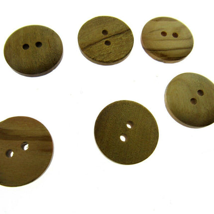6 x 2-HOLE DOMED OLIVE WOOD BUTTONS - 4 SIZES AVAILABLE (CW6) - ThreadandTrimmings