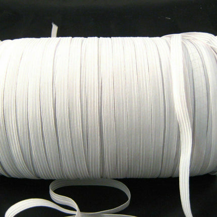 Thin Flat Braid Elastic - 12mm - 16 Cord Knicker - Face Mask Elastic Black-White - ThreadandTrimmings