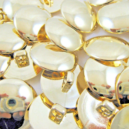 SHINY DOMED / BEVELED GOLD BLAZER BUTTONS PLASTIC - 3 x Sizes - WITH SHANK- CX1 - ThreadandTrimmings
