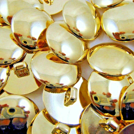 SHINY DOMED / BEVELED GOLD BLAZER BUTTONS PLASTIC - 3 x Sizes - WITH SHANK- CX1 - ThreadandTrimmings