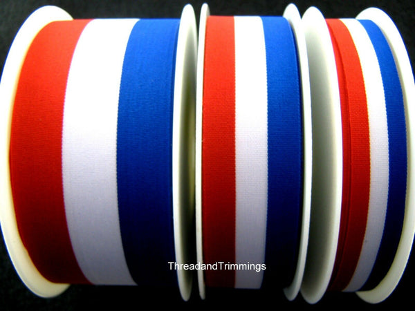 Red, White & Blue Patriotic Tricolour Ribbon 15mm, 25mm, 40mm - FRANCE USA UK