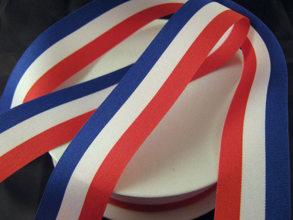 Red, White & Blue Patriotic Tricolour Ribbon 15mm, 25mm, 40mm - FRANCE USA UK