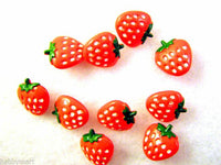 HAND PAINTED STRAWBERRY SHANK BUTTON  FOR BABY / Novelty / CRAFTS APPROX 15mm