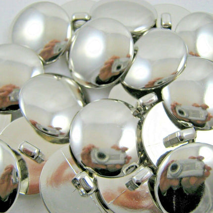 SHINY DOMED / BEVELED SILVER BLAZER BUTTONS PLASTIC -3 x SIZES -WITH SHANK- CX1 - ThreadandTrimmings