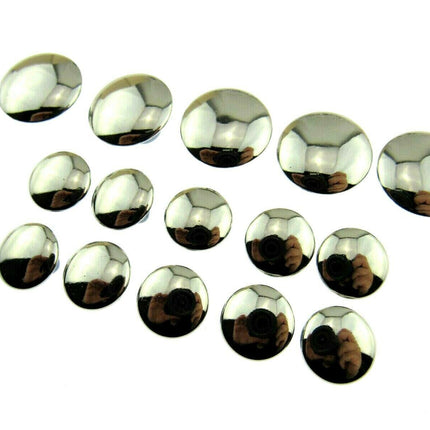 SHINY DOMED / BEVELED SILVER BLAZER BUTTONS PLASTIC -3 x SIZES -WITH SHANK- CX1 - ThreadandTrimmings