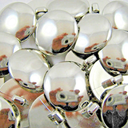 SHINY DOMED / BEVELED SILVER BLAZER BUTTONS PLASTIC -3 x SIZES -WITH SHANK- CX1 - ThreadandTrimmings