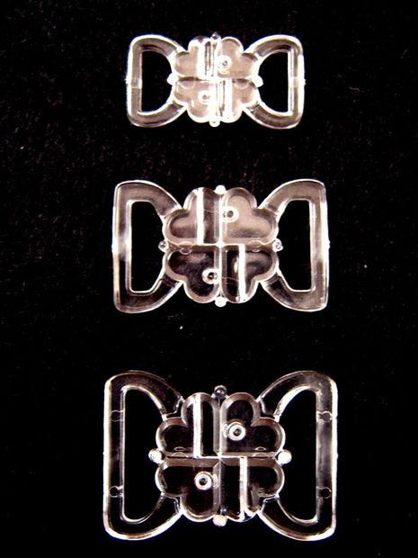 BIKINI CLASPS / CLIPS - SMALL , MEDIUM & LARGE INVISIBLE CLEAR PLASTIC - ThreadandTrimmings