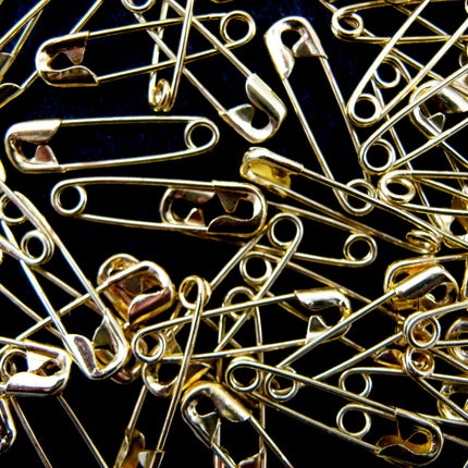 Safety Pins Small Brass 19mm Newey Jewel Gold Coloured Safety Pins