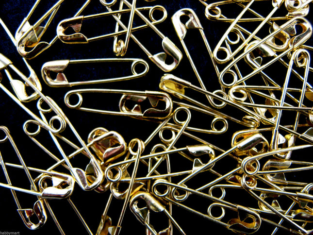 Safety Pins Small Brass 19mm Newey Jewel Gold Coloured Safety Pins - ThreadandTrimmings