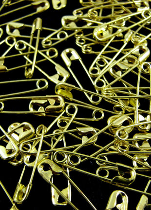Safety Pins Small Brass 19mm Newey Jewel Gold Coloured Safety Pins - ThreadandTrimmings