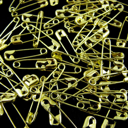 Safety Pins Small Brass 19mm Newey Jewel Gold Coloured Safety Pins