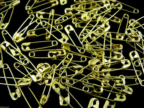 Safety Pins Small Brass 19mm Newey Jewel Gold Coloured Safety Pins - ThreadandTrimmings