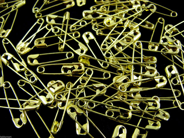 Safety Pins Small Brass 19mm Newey Jewel Gold Coloured Safety Pins