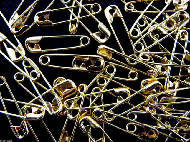 Safety Pins Small Brass 19mm Newey Jewel Gold Coloured Safety Pins