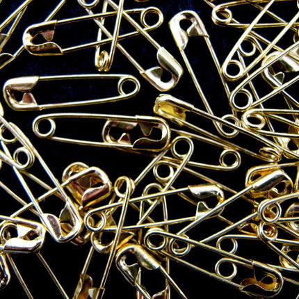 Safety Pins Small Brass 19mm Newey Jewel Gold Coloured Safety Pins