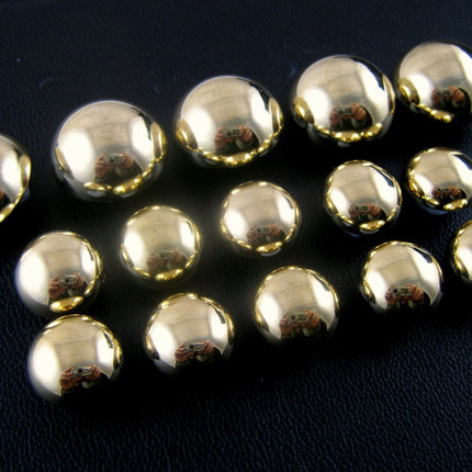 Round Gold Domed Buttons - Shiny Gold Domed Plastic with Shank Buttons (B897) - ThreadandTrimmings