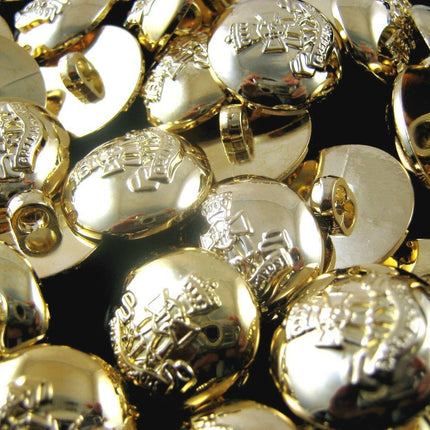 Round Gold Domed Military Blazer Buttons Green Howard Crested Insignia - Shank - ThreadandTrimmings