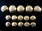 Round Gold Domed Military Blazer Buttons - Green Howard Crested Insignia - Shank
