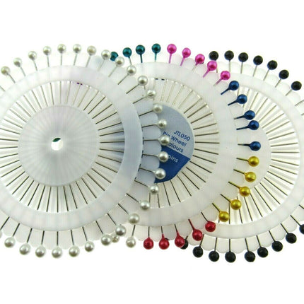 Colour  Headed Pin Wheels - 40 Pins Per Wheel - Easy To Pick Up And Use - Handy - ThreadandTrimmings