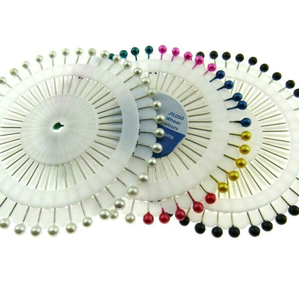 Colour  Headed Pin Wheels - 40 Pins Per Wheel - Easy To Pick Up And Use - Handy - ThreadandTrimmings