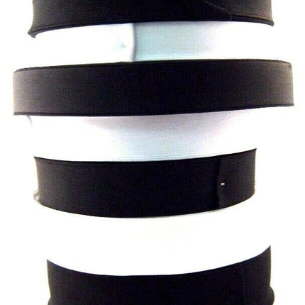 Flat Woven Stretch Elastic - Black or White - Choice of 6 Sizes & 3 Lengths - ThreadandTrimmings