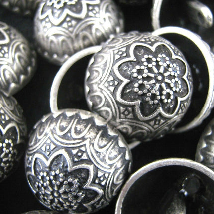 Crested Buttons Silver Coloured Metal Crested Dome Buttons with Shank B853 - ThreadandTrimmings