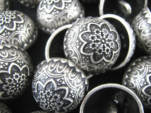 Crested Buttons Silver Coloured Metal Crested Dome Buttons with Shank B853 - ThreadandTrimmings