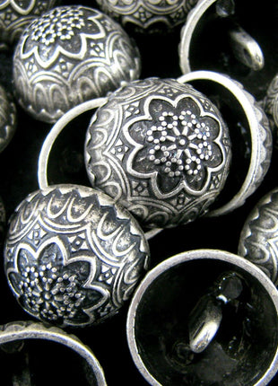 Crested Buttons Silver Coloured Metal Crested Dome Buttons with Shank B853 - ThreadandTrimmings