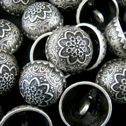 Crested Buttons Silver Coloured Metal Crested Dome Buttons with Shank B853 - ThreadandTrimmings