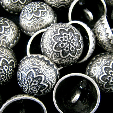 Crested Buttons Silver Coloured Metal Crested Dome Buttons with Shank B853 - ThreadandTrimmings