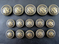 Round Bronze Metal Military Shield Blazer Buttons - Choose From 4 sizes B1978