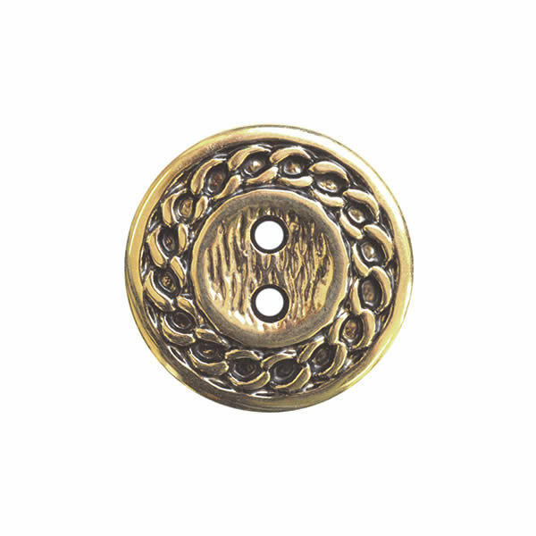 Flat Round Gold Blazer Button - Ladies Designer Button With Chain Link/Rope Edge - ThreadandTrimmings
