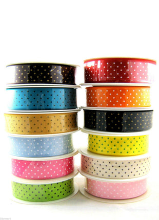 Polka Dot Grosgrain Ribbon Spotty Ribbon 12 Great Colours 22mm Wide 53759 - ThreadandTrimmings