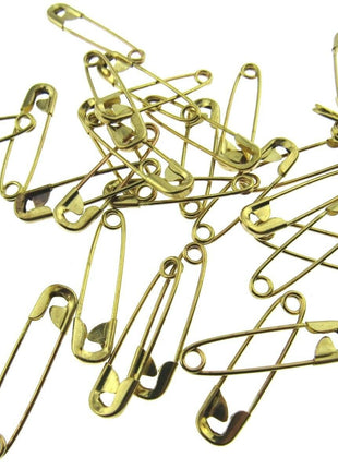 Safety Pins Small Brass  - Gold Colour - Three Sizes - 19mm / 22mm / 28mm - ThreadandTrimmings