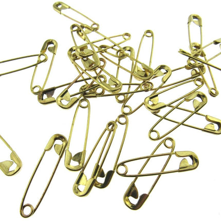 Safety Pins Small Brass  - Gold Colour - Three Sizes - 19mm / 22mm / 28mm - ThreadandTrimmings