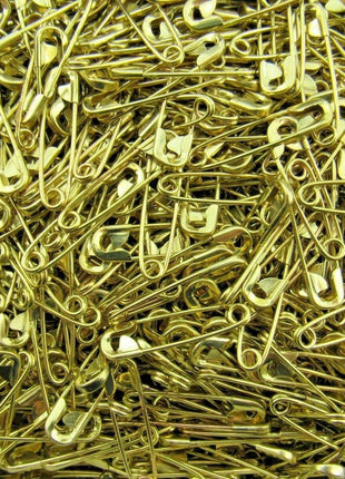 Safety Pins Small Brass  - Gold Colour - Three Sizes - 19mm / 22mm / 28mm - ThreadandTrimmings